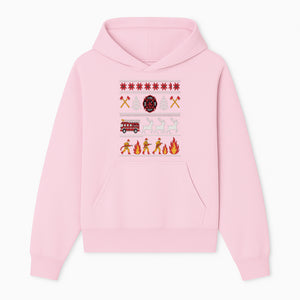 Firefighter Christmas Decor - Fire Department Theme with Fire Truck, Reindeer, Firemen, and Holiday Patterns for Festive Home Decor - Hoodie 1757912449433.jpg