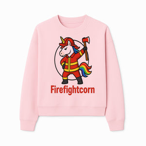 Firefightcorn Unicorn Hero T-Shirt | Cute Firefighter Graphic Tee | Rainbow Mane Casual Wear for Kids & Adults - Sweatshirt 1757912449438.jpg
