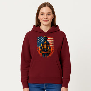 Patriotic Firefighter Artwork - American Flag Fireman Graphic Tee - Heroes Among Us T-Shirt for Firefighter Appreciation - Hoodie 1757912449502.jpg