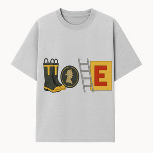 Kids' Detective-Themed Rain Boots with Ladder Icon and E Block - Fun, Stylish, Waterproof Footwear for Adventurous Play - T-shirt 1757912449503.jpg