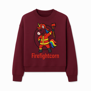 Firefightcorn Unicorn Hero T-Shirt | Cute Firefighter Graphic Tee | Rainbow Mane Casual Wear for Kids & Adults - Sweatshirt 1757912449578.jpg