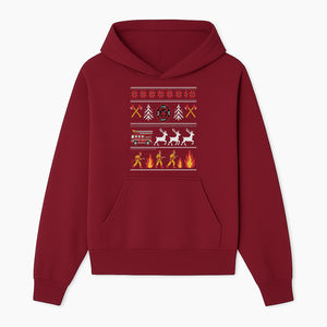 Firefighter Christmas Decor - Fire Department Theme with Fire Truck, Reindeer, Firemen, and Holiday Patterns for Festive Home Decor - Hoodie 1757912449654.jpg