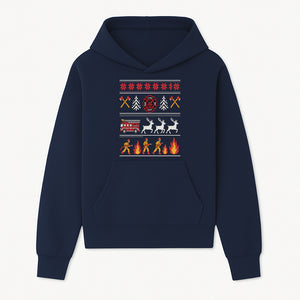 Firefighter Christmas Decor - Fire Department Theme with Fire Truck, Reindeer, Firemen, and Holiday Patterns for Festive Home Decor - Hoodie 1757912449859.jpg
