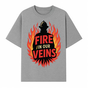 Firefighter Fire in Our Veins Graphic Tee | Flame Design | Bold Typography | Perfect Gift for Firefighters and Supporters - T-shirt 1757912449897.jpg