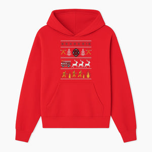 Firefighter Christmas Decor - Fire Department Theme with Fire Truck, Reindeer, Firemen, and Holiday Patterns for Festive Home Decor - Hoodie 1757912449993.jpg