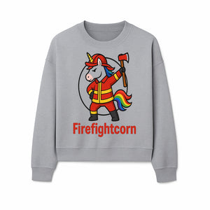 Firefightcorn Unicorn Hero T-Shirt | Cute Firefighter Graphic Tee | Rainbow Mane Casual Wear for Kids & Adults - Sweatshirt 1757912450047.jpg