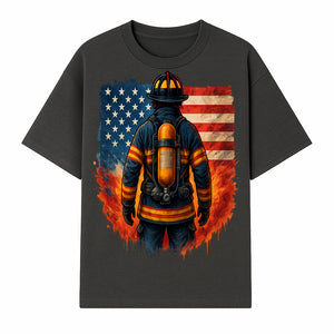 Patriotic Firefighter Artwork - American Flag Fireman Graphic Tee - Heroes Among Us T-Shirt for Firefighter Appreciation - T-shirt 1757912450111.jpg