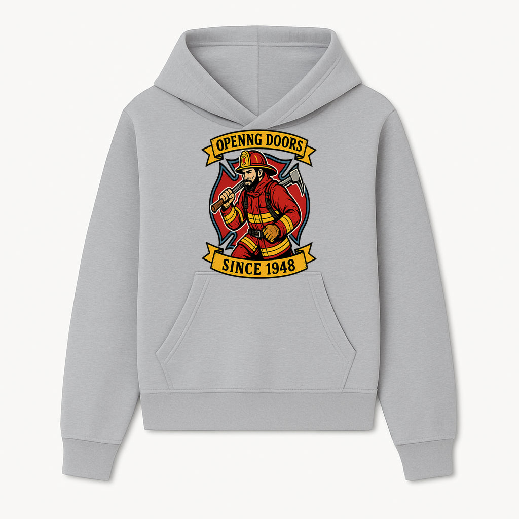 Firefighter Vintage Art Print - Opening Doors Since 1948 Retro Fireman Design for Home Decor and Gifts - Hoodie 1757912450386.jpg