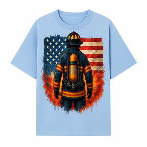 Patriotic Firefighter Artwork - American Flag Fireman Graphic Tee - Heroes Among Us T-Shirt for Firefighter Appreciation - T-shirt 1757912450603.jpg