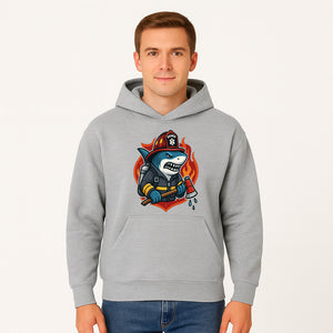 Firefighter Shark Graphic Tee - Cool Shark Fireman Design for Kids & Adults - Fun Firefighter Humor Shirt for Animal Lovers - Hoodie 1757912450702.jpg