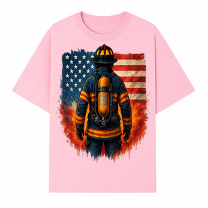 Patriotic Firefighter Artwork - American Flag Fireman Graphic Tee - Heroes Among Us T-Shirt for Firefighter Appreciation - T-shirt 1757912450752.jpg