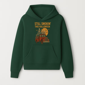 Vintage Skeleton Fire Truck Halloween Graphic T-Shirt, Retro Spooky Apparel, Still Smokin' This Halloween, Fun Costume Party Wear - Hoodie 1757912450902.jpg