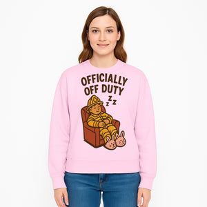 Officially Off Duty Firefighter Sleepy Design T-Shirt - Fun Relaxed Gift for Firefighters & Emergency Responders - Sweatshirt 1757912450921.jpg