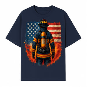 Patriotic Firefighter Artwork - American Flag Fireman Graphic Tee - Heroes Among Us T-Shirt for Firefighter Appreciation - T-shirt 1757912451160.jpg