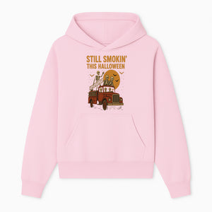 Vintage Skeleton Fire Truck Halloween Graphic T-Shirt, Retro Spooky Apparel, Still Smokin' This Halloween, Fun Costume Party Wear - Hoodie 1757912451383.jpg