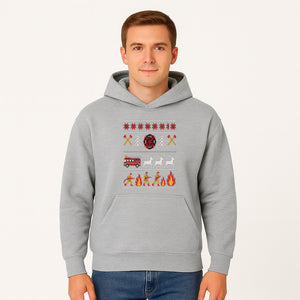 Firefighter Christmas Decor - Fire Department Theme with Fire Truck, Reindeer, Firemen, and Holiday Patterns for Festive Home Decor - Hoodie 1757912451571.jpg