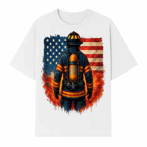 Patriotic Firefighter Artwork - American Flag Fireman Graphic Tee - Heroes Among Us T-Shirt for Firefighter Appreciation - T-shirt 1757912451642.jpg