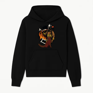 Firefighter with Cat Graphic Tee | Fire Rescue Battalion Apparel | Unique Firefighter Gifts for Cat Lovers | Fire Safety Design - Hoodie 1757912451701.jpg