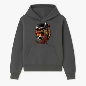 Firefighter with Cat Graphic Tee | Fire Rescue Battalion Apparel | Unique Firefighter Gifts for Cat Lovers | Fire Safety Design - Hoodie 1757912451853.jpg