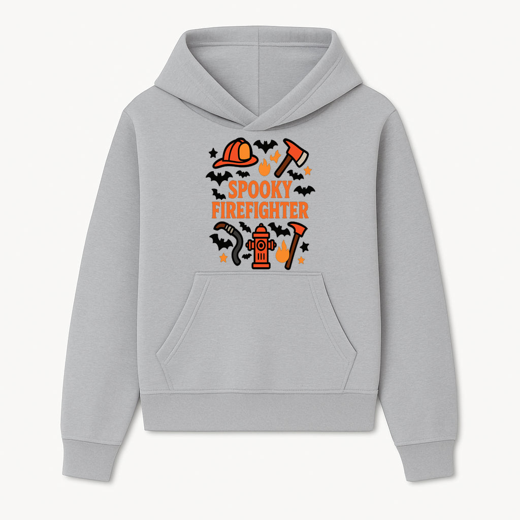 Spooky Firefighter Halloween Decor T-shirt | Cute Fireman Costume Graphic | Bat and Fire Hydrant Design - Hoodie 1757912451858.jpg