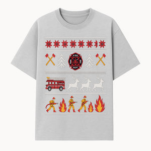 Firefighter Christmas Decor - Fire Department Theme with Fire Truck, Reindeer, Firemen, and Holiday Patterns for Festive Home Decor - T-shirt 1757912451913.jpg