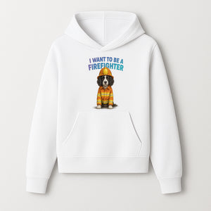 Custom I Want to Be a Firefighter Dog Art Print | Cute Firefighter Dog Illustration | Kids Room Decor | Animal Wall Art - Hoodie 1757912451951.jpg