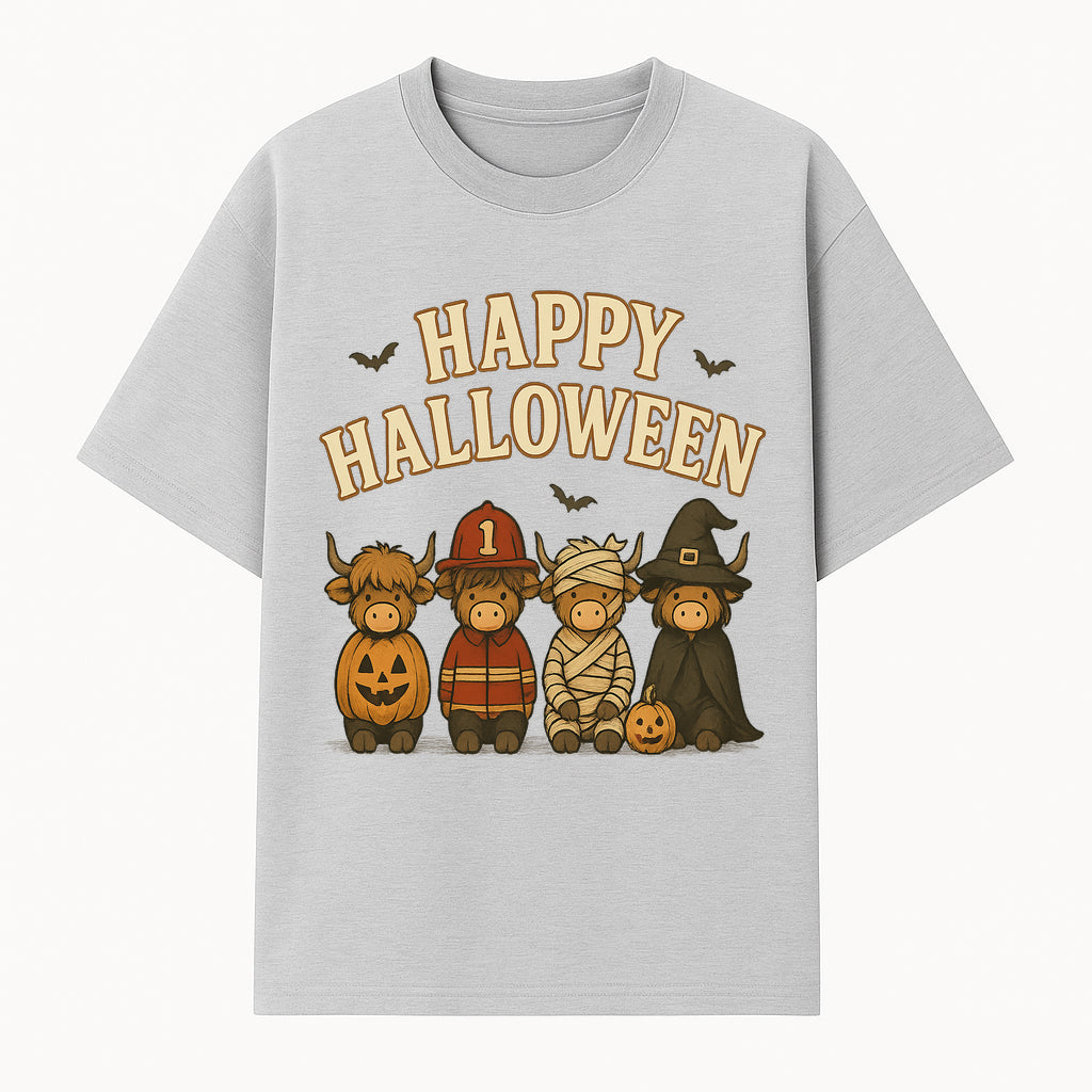 Cute Halloween Cow Decor - Happy Halloween with Pumpkin, Mummy, Firefighter, Witch Designs - Fall Festival Farmhouse Decor - T-shirt 1757912451988.jpg