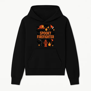 Spooky Firefighter Halloween Decor T-shirt | Cute Fireman Costume Graphic | Bat and Fire Hydrant Design - Hoodie 1757912452014.jpg