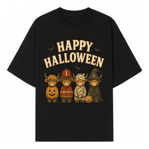 Cute Halloween Cow Decor - Happy Halloween with Pumpkin, Mummy, Firefighter, Witch Designs - Fall Festival Farmhouse Decor - T-shirt 1757912452147.jpg