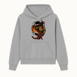 Firefighter with Cat Graphic Tee | Fire Rescue Battalion Apparel | Unique Firefighter Gifts for Cat Lovers | Fire Safety Design - Hoodie 1757912452150.jpg
