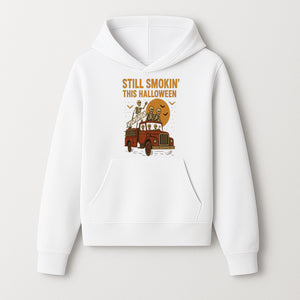 Vintage Skeleton Fire Truck Halloween Graphic T-Shirt, Retro Spooky Apparel, Still Smokin' This Halloween, Fun Costume Party Wear - Hoodie 1757912452160.jpg