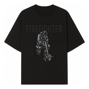 Firefighter Graphic Tee with Rescue Dog Design | Heroic Firefighter Art | Unique Gift for Firefighting Enthusiasts - T-shirt 1757912452355.jpg