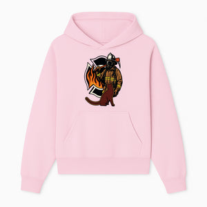 Firefighter with Cat Graphic Tee | Fire Rescue Battalion Apparel | Unique Firefighter Gifts for Cat Lovers | Fire Safety Design - Hoodie 1757912452463.jpg
