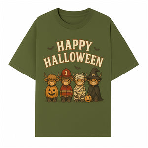 Cute Halloween Cow Decor - Happy Halloween with Pumpkin, Mummy, Firefighter, Witch Designs - Fall Festival Farmhouse Decor - T-shirt 1757912452464.jpg