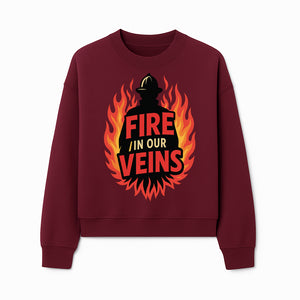Firefighter Fire in Our Veins Graphic Tee | Flame Design | Bold Typography | Perfect Gift for Firefighters and Supporters - Sweatshirt 1757912452542.jpg