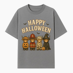 Cute Halloween Cow Decor - Happy Halloween with Pumpkin, Mummy, Firefighter, Witch Designs - Fall Festival Farmhouse Decor - T-shirt 1757912452589.jpg