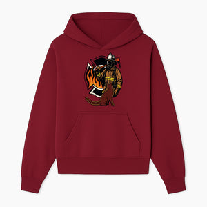 Firefighter with Cat Graphic Tee | Fire Rescue Battalion Apparel | Unique Firefighter Gifts for Cat Lovers | Fire Safety Design - Hoodie 1757912452611.jpg