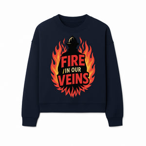 Firefighter Fire in Our Veins Graphic Tee | Flame Design | Bold Typography | Perfect Gift for Firefighters and Supporters - Sweatshirt 1757912452678.jpg