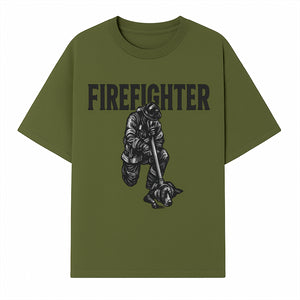 Firefighter Graphic Tee with Rescue Dog Design | Heroic Firefighter Art | Unique Gift for Firefighting Enthusiasts - T-shirt 1757912452685.jpg
