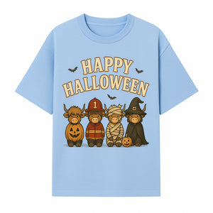 Cute Halloween Cow Decor - Happy Halloween with Pumpkin, Mummy, Firefighter, Witch Designs - Fall Festival Farmhouse Decor - T-shirt 1757912452759.jpg