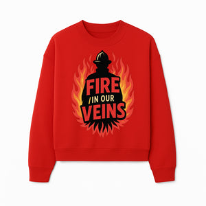 Firefighter Fire in Our Veins Graphic Tee | Flame Design | Bold Typography | Perfect Gift for Firefighters and Supporters - Sweatshirt 1757912452843.jpg