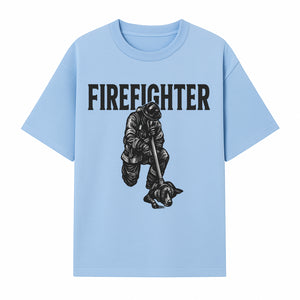 Firefighter Graphic Tee with Rescue Dog Design | Heroic Firefighter Art | Unique Gift for Firefighting Enthusiasts - T-shirt 1757912453009.jpg