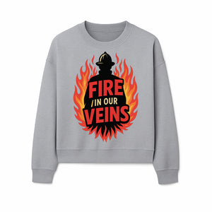 Firefighter Fire in Our Veins Graphic Tee | Flame Design | Bold Typography | Perfect Gift for Firefighters and Supporters - Sweatshirt 1757912453015.jpg