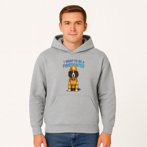 Custom I Want to Be a Firefighter Dog Art Print | Cute Firefighter Dog Illustration | Kids Room Decor | Animal Wall Art - Hoodie 1757912453081.jpg