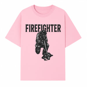 Firefighter Graphic Tee with Rescue Dog Design | Heroic Firefighter Art | Unique Gift for Firefighting Enthusiasts - T-shirt 1757912453135.jpg