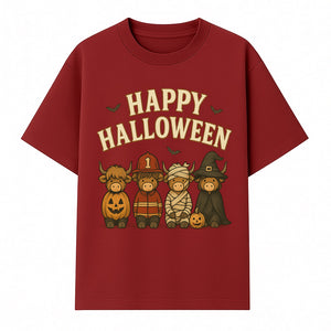 Cute Halloween Cow Decor - Happy Halloween with Pumpkin, Mummy, Firefighter, Witch Designs - Fall Festival Farmhouse Decor - T-shirt 1757912453140.jpg
