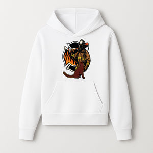 Firefighter with Cat Graphic Tee | Fire Rescue Battalion Apparel | Unique Firefighter Gifts for Cat Lovers | Fire Safety Design - Hoodie 1757912453242.jpg