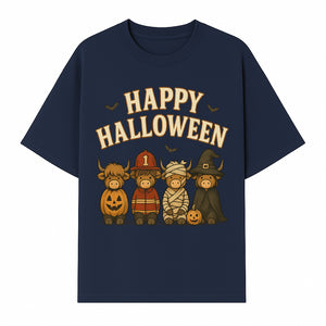 Cute Halloween Cow Decor - Happy Halloween with Pumpkin, Mummy, Firefighter, Witch Designs - Fall Festival Farmhouse Decor - T-shirt 1757912453260.jpg