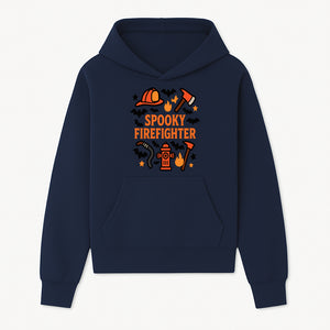 Spooky Firefighter Halloween Decor T-shirt | Cute Fireman Costume Graphic | Bat and Fire Hydrant Design - Hoodie 1757912453274.jpg