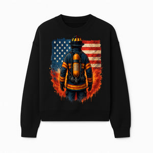 Patriotic Firefighter Artwork - American Flag Fireman Graphic Tee - Heroes Among Us T-Shirt for Firefighter Appreciation - Sweatshirt 1757912453323.jpg